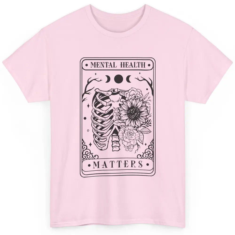 Floral Rib Cage Mental Health Matters Tarot Card Halloween Classic Unisex T-Shirt