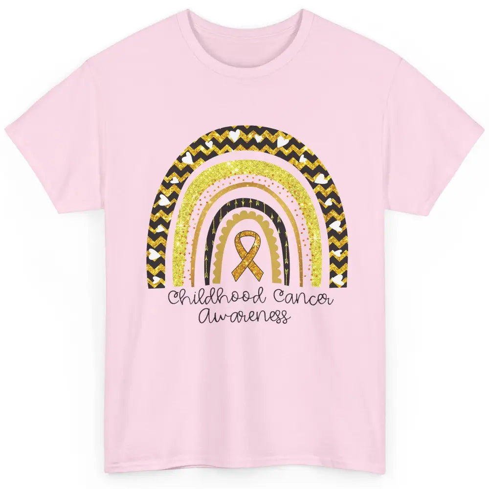 Childhood Cancer Awareness Support Rainbow Gold Ribbon Gift Classic Unisex T-Shirt