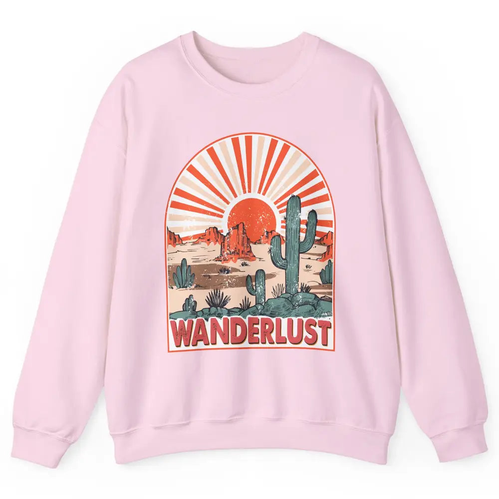 Vintage Desert Sunset Wanderlust Get Lost In Nature Outdoor Unisex Crewneck Sweatshirt