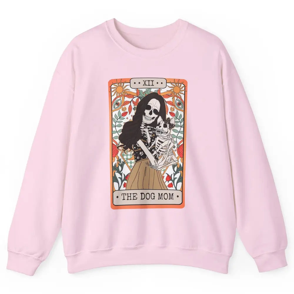 Retro Skeleton Tarot Card The Dog Mom Halloween Dog Lovers Unisex Crewneck Sweatshirt