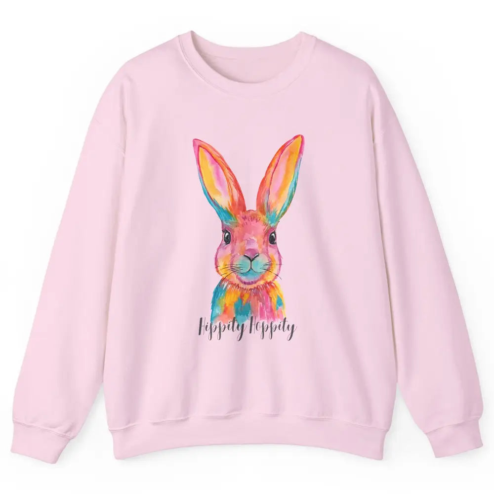 Watercolor Hippity Hoppity Bunny Dance Easter Rabbit Hip Hop Unisex Crewneck Sweatshirt