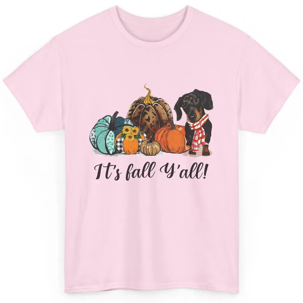 Weenie Dog Love Fall Yall Pumpkin Autumn Halloween Dachshund Classic Unisex T-Shirt