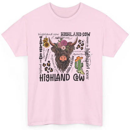 Floral Highland Cow Heifer Cactus Western Country Cowboy Classic Unisex T-Shirt