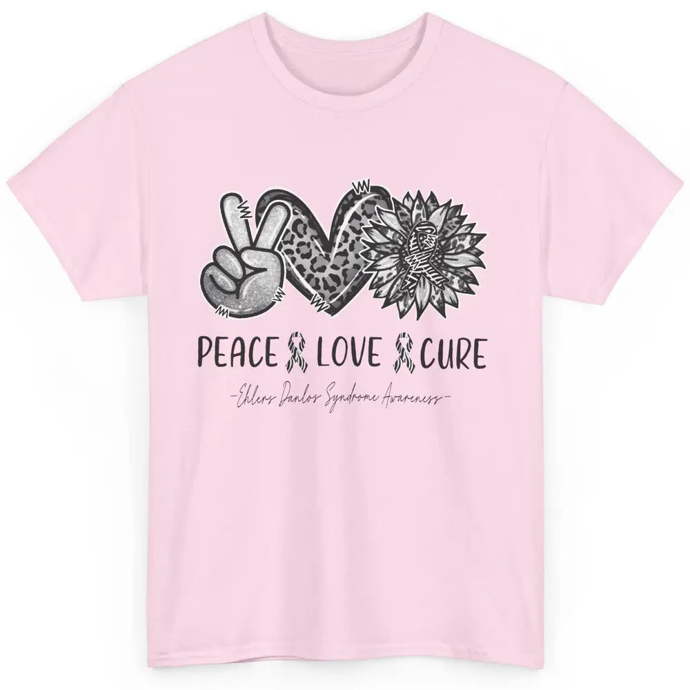 Ehlers Danlos Syndrome EDS Peace Love Cure Leopard Sunflower Classic Unisex T-Shirt