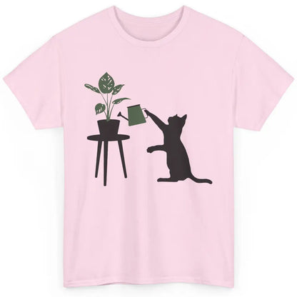 Black Cat Watering Plant Cat Gardening Planting Cat Lovers Classic Unisex T-Shirt