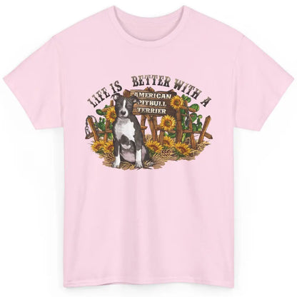 Sunflower Life Is Better With American Pitbull Terrier Mom Classic Unisex T-Shirt