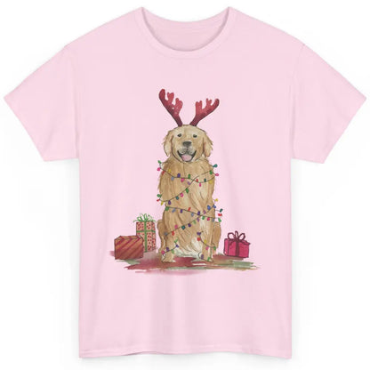 Santa Golden Retriever Reindeer Snowflake Christmas Costume Classic Unisex T-Shirt