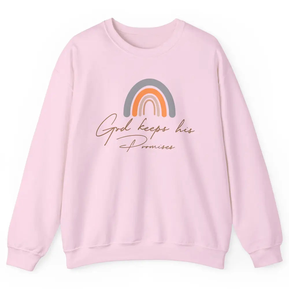 Boho Rainbow God Keeps His Promises Christian Religious Unisex Crewneck Sweatshirt