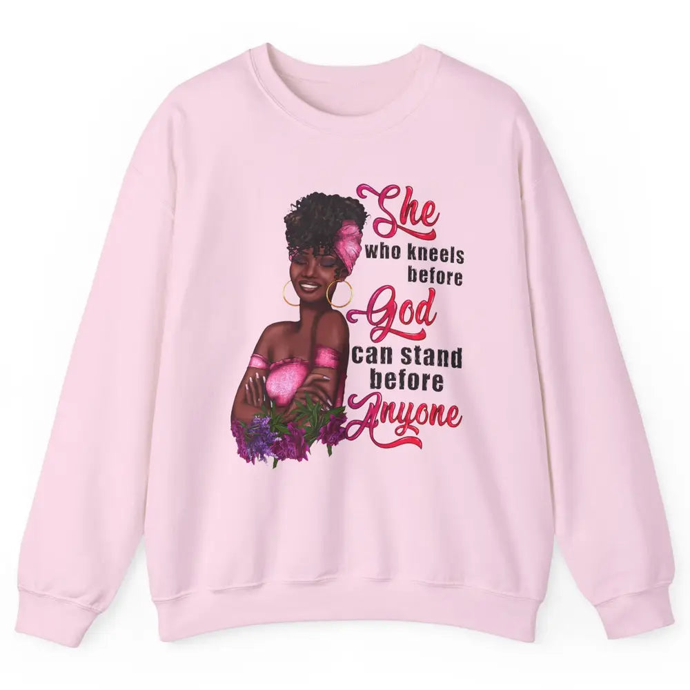 Black Girl She Who Kneels Before God Christian Afro Women Unisex Crewneck Sweatshirt