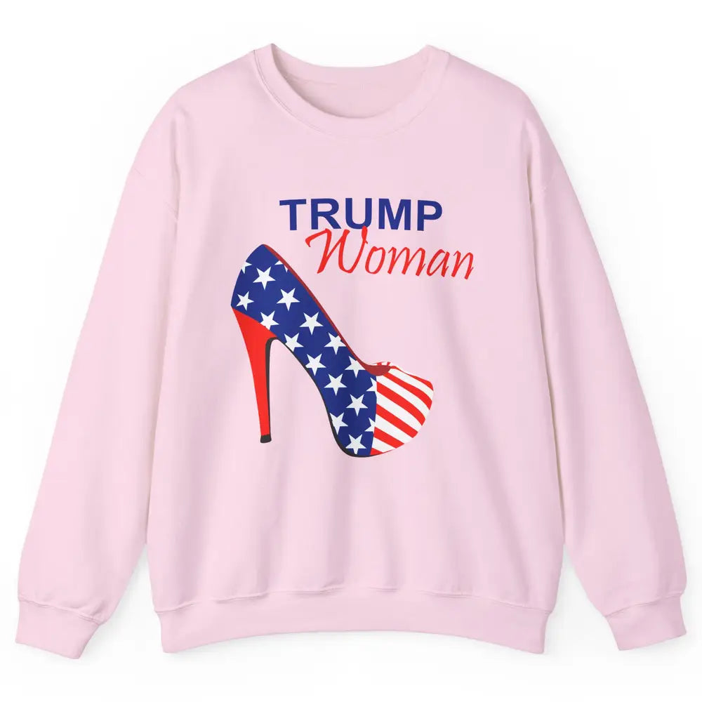 Trump Woman American Flag High Heel Republican Trump Support Unisex Crewneck Sweatshirt