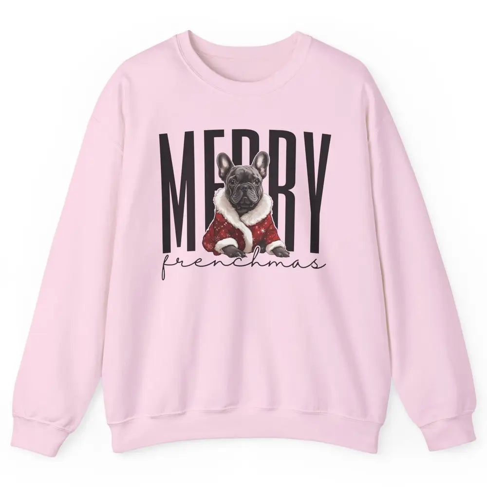 Funny French Bulldog Merry Frenchmas Christmas Dog Mom Unisex Crewneck Sweatshirt