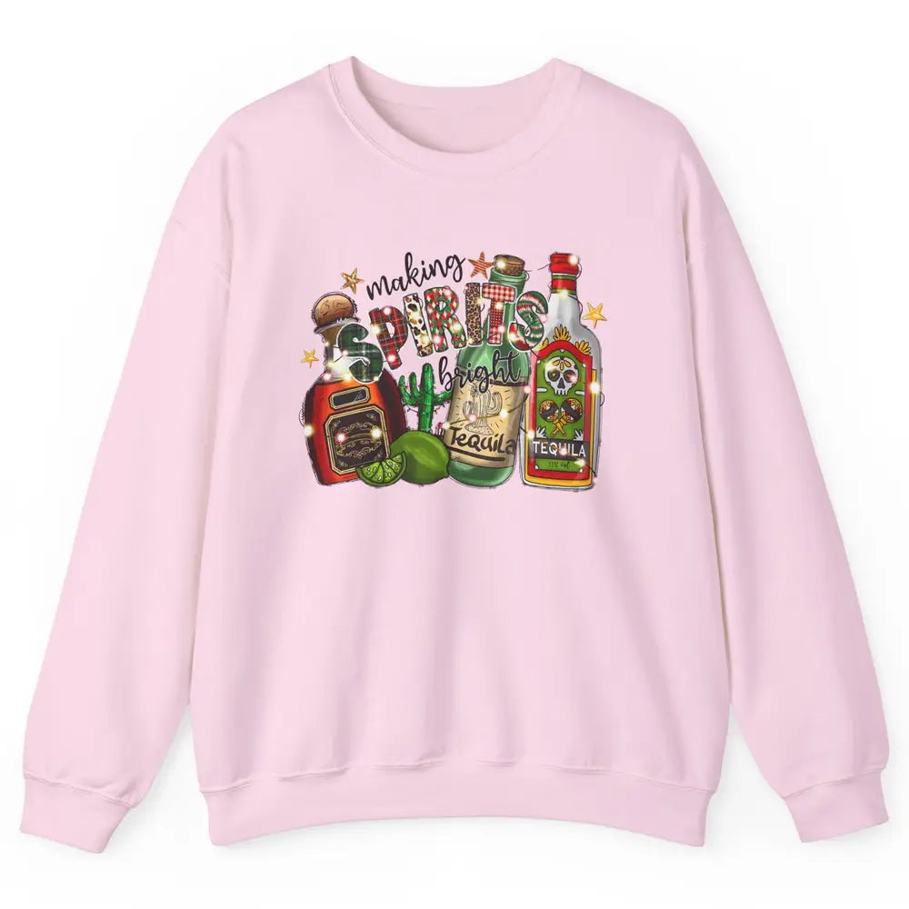 Making Spirits Bright Christmas Drinks Tequila Western Xmas Unisex Crewneck Sweatshirt