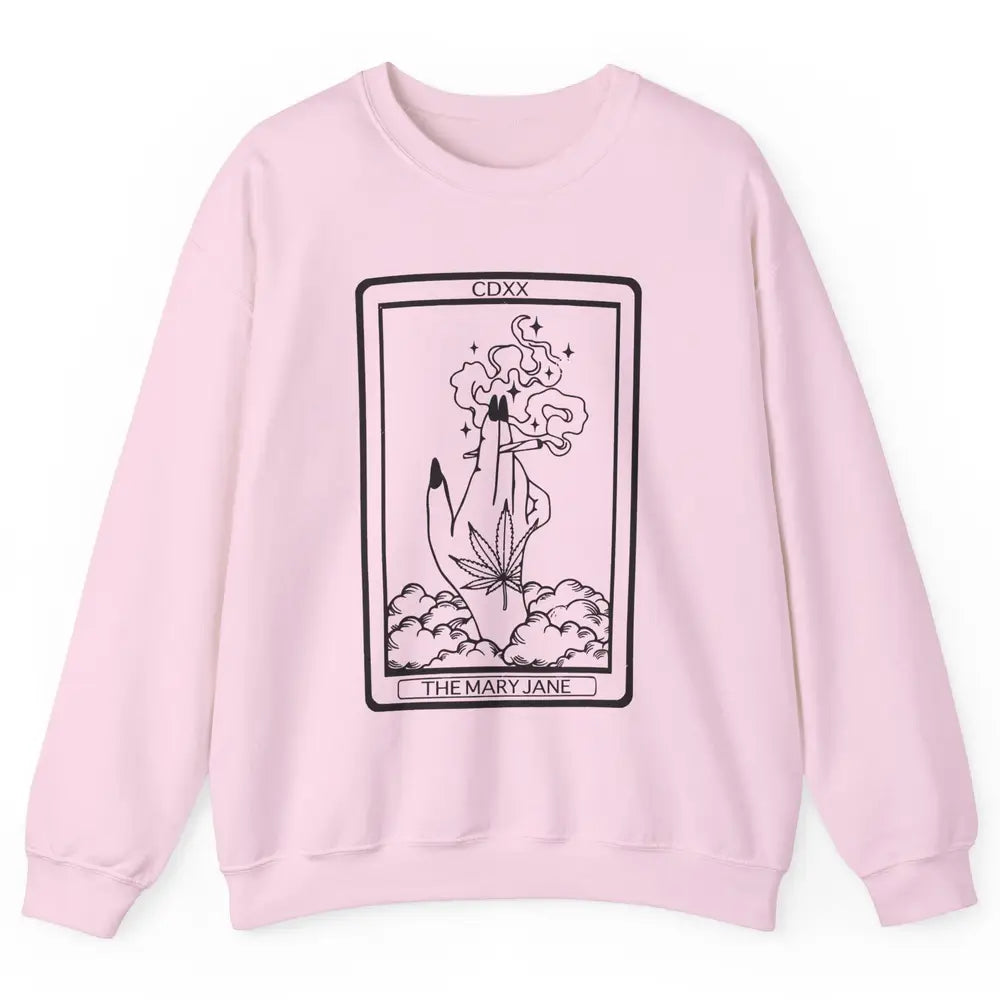 Vintage Weed Mary Jane Tarot Card Weed Smoker Smoking Lady Unisex Crewneck Sweatshirt