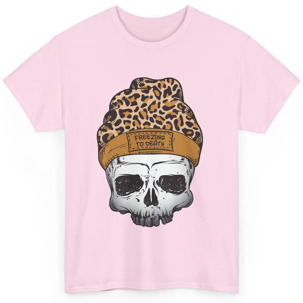 Leopard Skull Freezing To Death Snowflakes Christmas Winter Classic Unisex T-Shirt