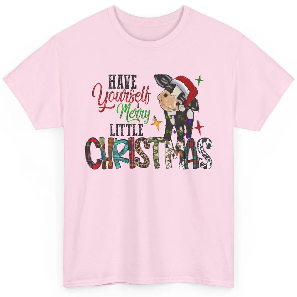 Cow Santa Have Yourself Merry Little Christmas Western Xmas Classic Unisex T-Shirt