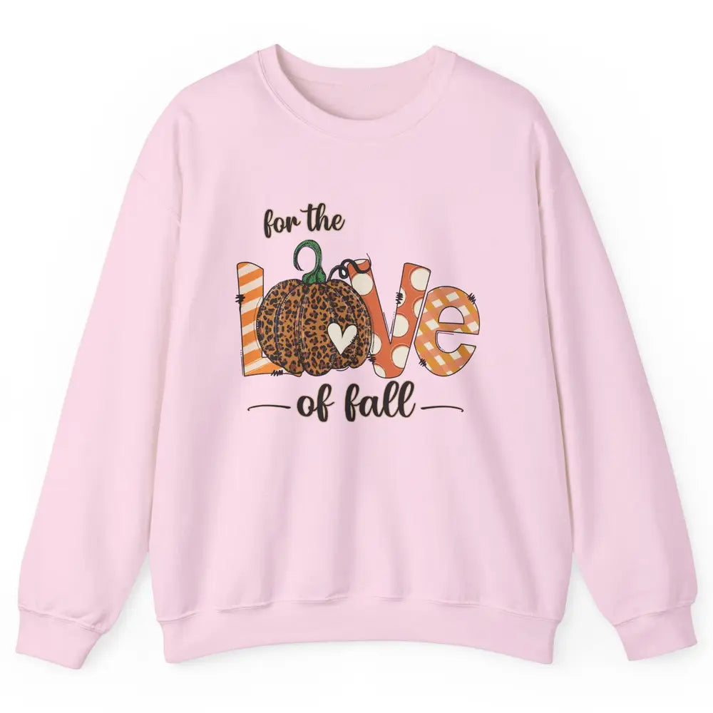 Retro Love Fall Y'All Leopard Pumpkin Heart Halloween Fall Unisex Crewneck Sweatshirt