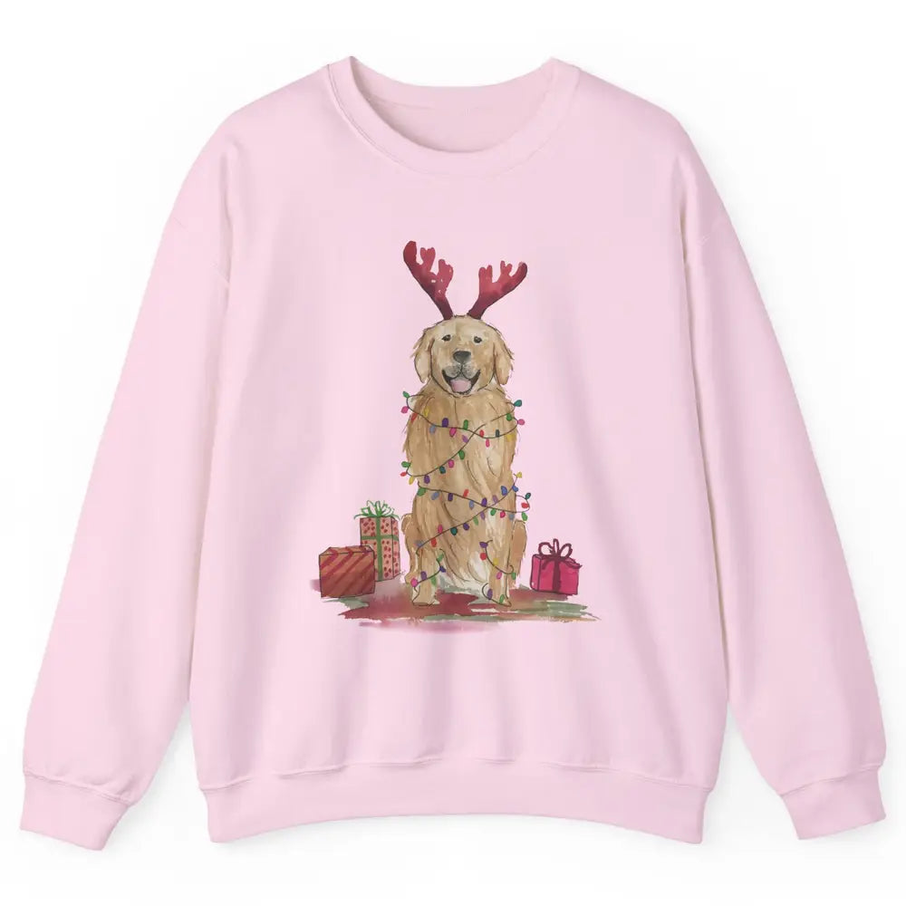 Santa Golden Retriever Reindeer Snowflake Christmas Costume Unisex Crewneck Sweatshirt