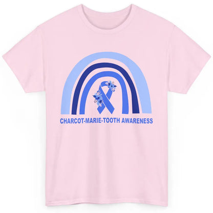 Charcot-marie-tooth Disease Awareness Floral Blue Rainbow Classic Unisex T-Shirt