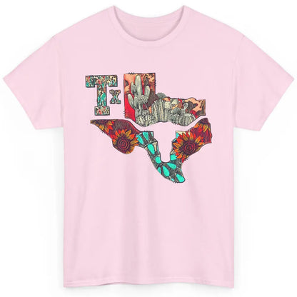 Texas Map Boho Texas State Leopard Western Desert Cactus Classic Unisex T-Shirt