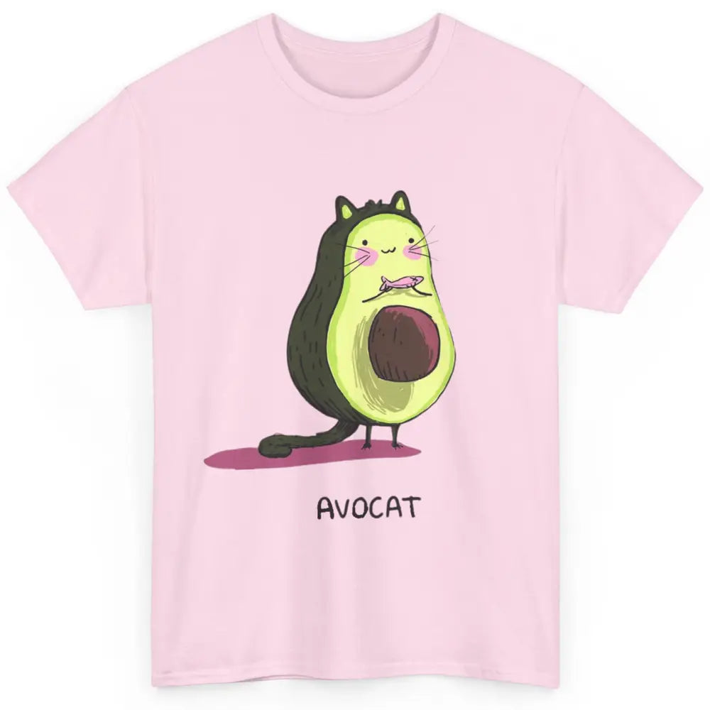 Cute Avocat Avocado Pink Cat Kitten Pun Healthy Vegan Veggie Classic Unisex T-Shirt