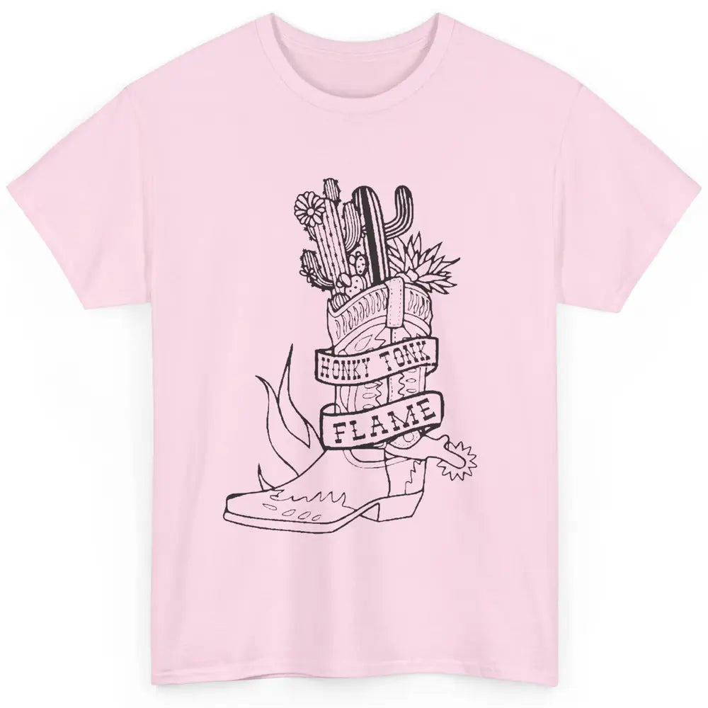 Cowboy Boots Honky Tonk Flame Cactus Western Country Cowgirl Classic Unisex T-Shirt