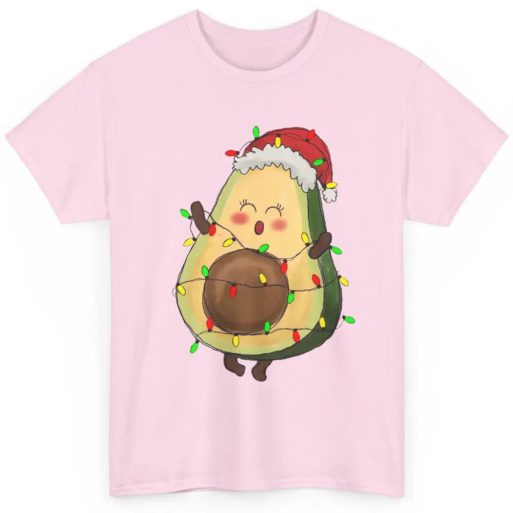 Avocado Santa Cute Avocado Christmas Lights Xmas Vegan Gift Classic Unisex T-Shirt