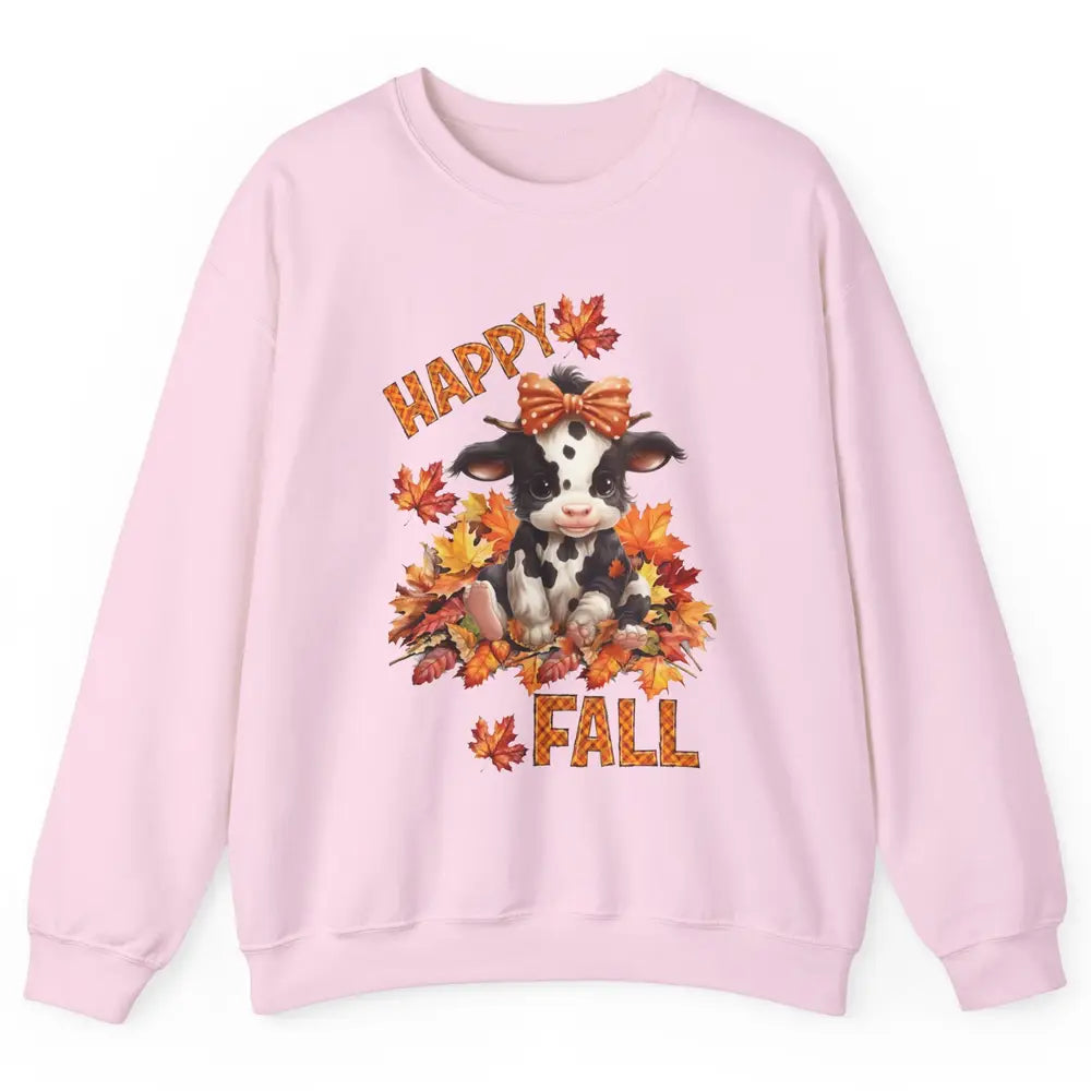 Cute Baby Cow Bandana Hay Fall Pumpkin Thanksgiving Autumn Unisex Crewneck Sweatshirt