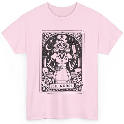 Retro Skeleton The Nurse Tarot Card Halloween Nursing Life Classic Unisex T-Shirt