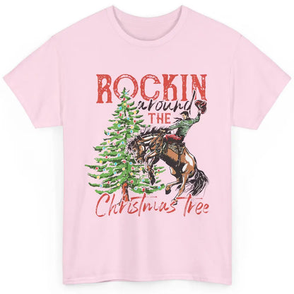 Funny Cowboy Horsing Rocking Around Christmas Tree Western Classic Unisex T-Shirt