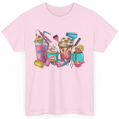 Cute Hairdresser Coffee Cups Hairstylist Life Scissors Boho Classic Unisex T-Shirt