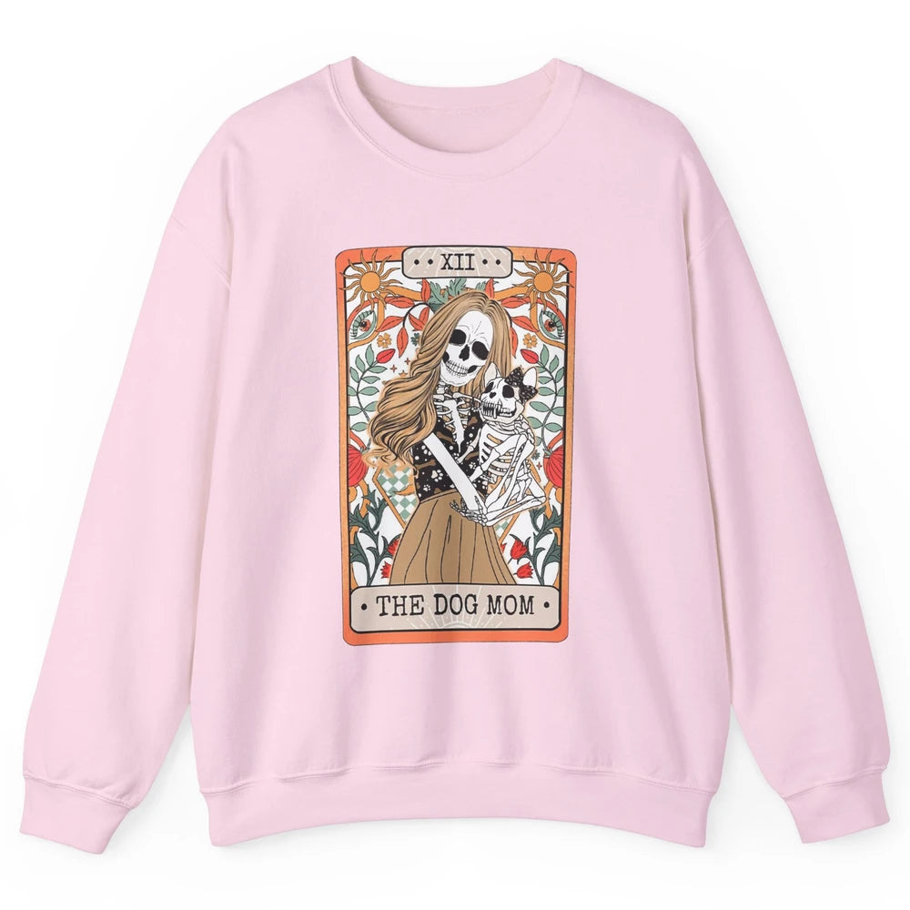 Retro Skeleton Tarot Card The Dog Mom Halloween Dog Lovers Unisex Crewneck Sweatshirt