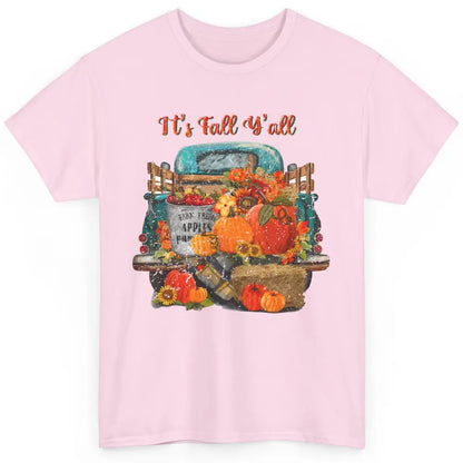 Retro Pumpkin Truck Sunflower Western Pumpkin Season Fall Classic Unisex T-Shirt