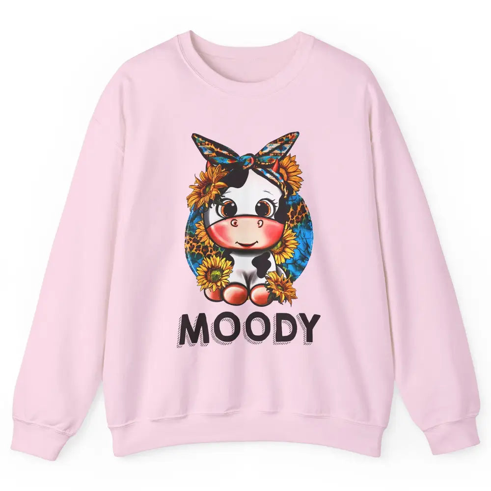 Sunflower Baby Cow Moody Highland Cow Heifer Western Cattle Unisex Crewneck Sweatshirt