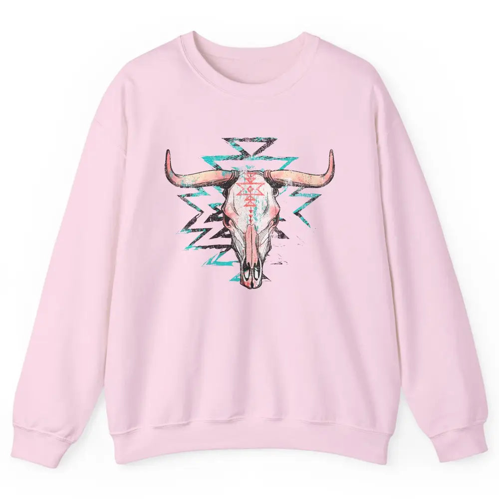 Boho Bull Skull Aztec Rodeo Desert Spirit Western Country Unisex Crewneck Sweatshirt