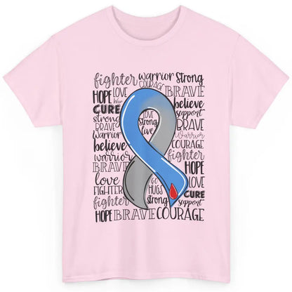 Diabetes Awareness Blue And Gray Ribbon Strong Brave Hope Classic Unisex T-Shirt