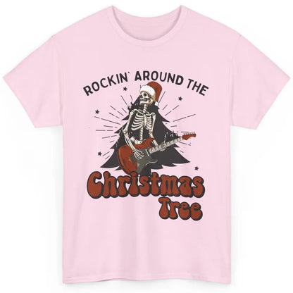 Skeleton Guitar Rocking Around Christmas Tree Western Xmas Classic Unisex T-Shirt