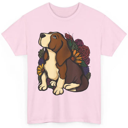 Cute Beagle Dog Floral Dog Mom Life Watercolor Wildflowers Classic Unisex T-Shirt