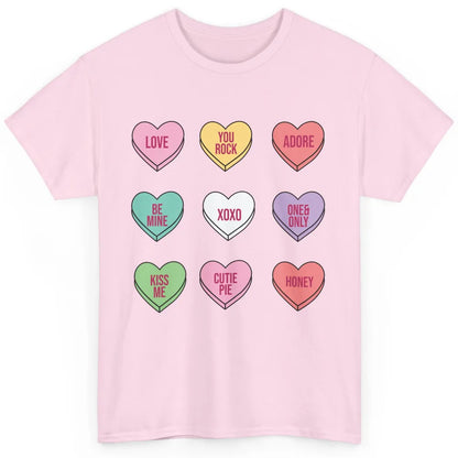 Conversation Hearts Valentines Love Boho V-Day Candy Rainbow Classic Unisex T-Shirt