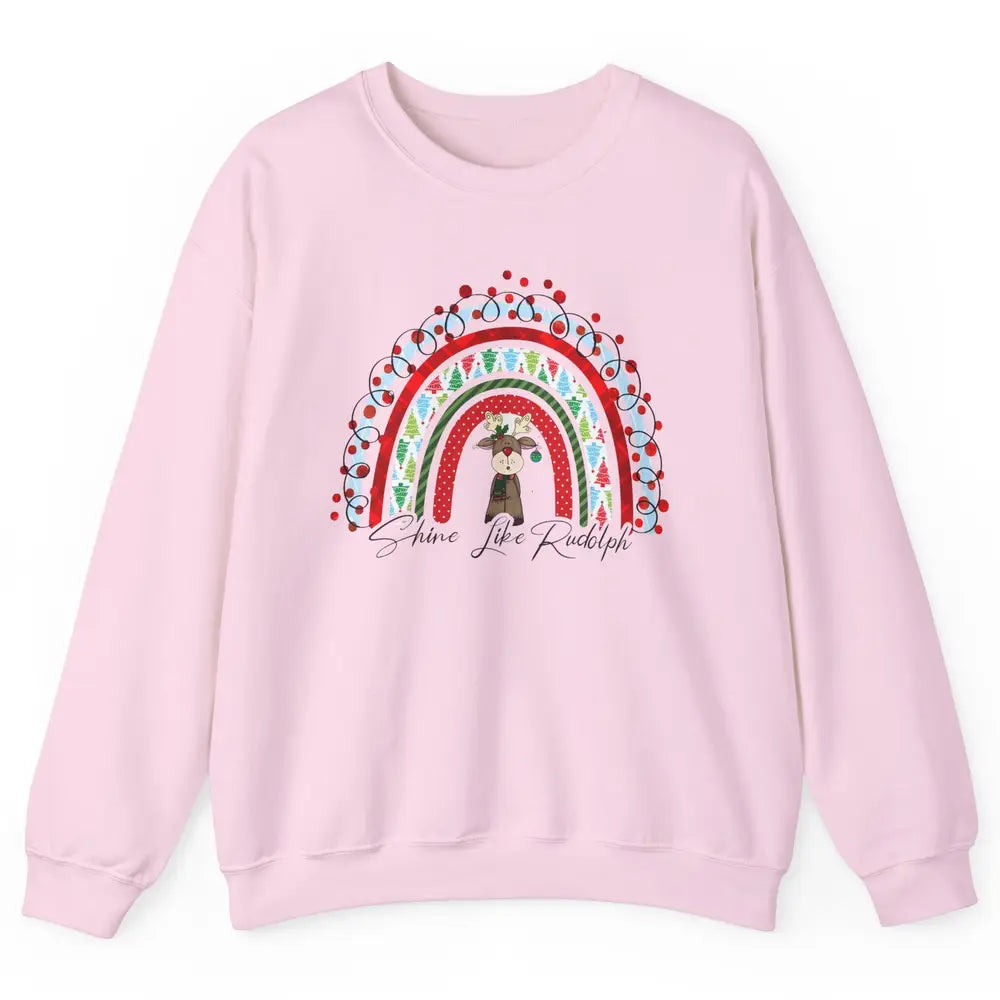 Boho Christmas Tree Rainbow Shine Like Reindeer Christmas Unisex Crewneck Sweatshirt