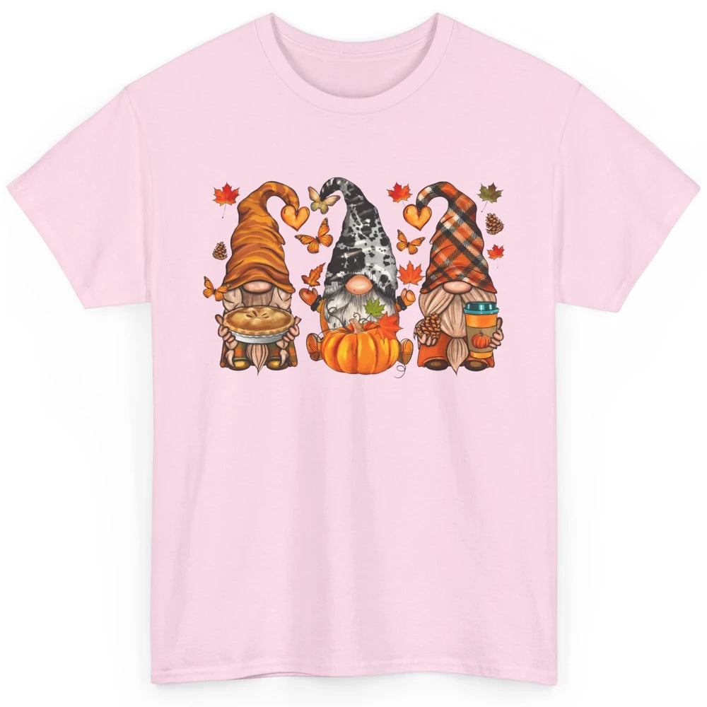 Retro Fall Gnomies Pumpkin Falling Leaves Thanksgiving Gnome Classic Unisex T-Shirt