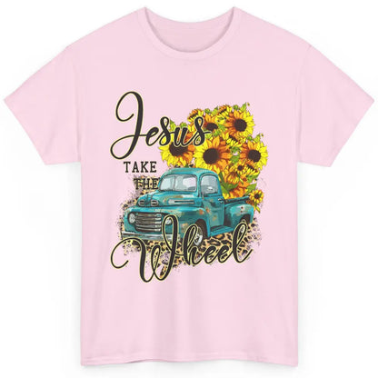 Sunflower Jesus Take The Wheel Christian Leopard God Bible Classic Unisex T-Shirt