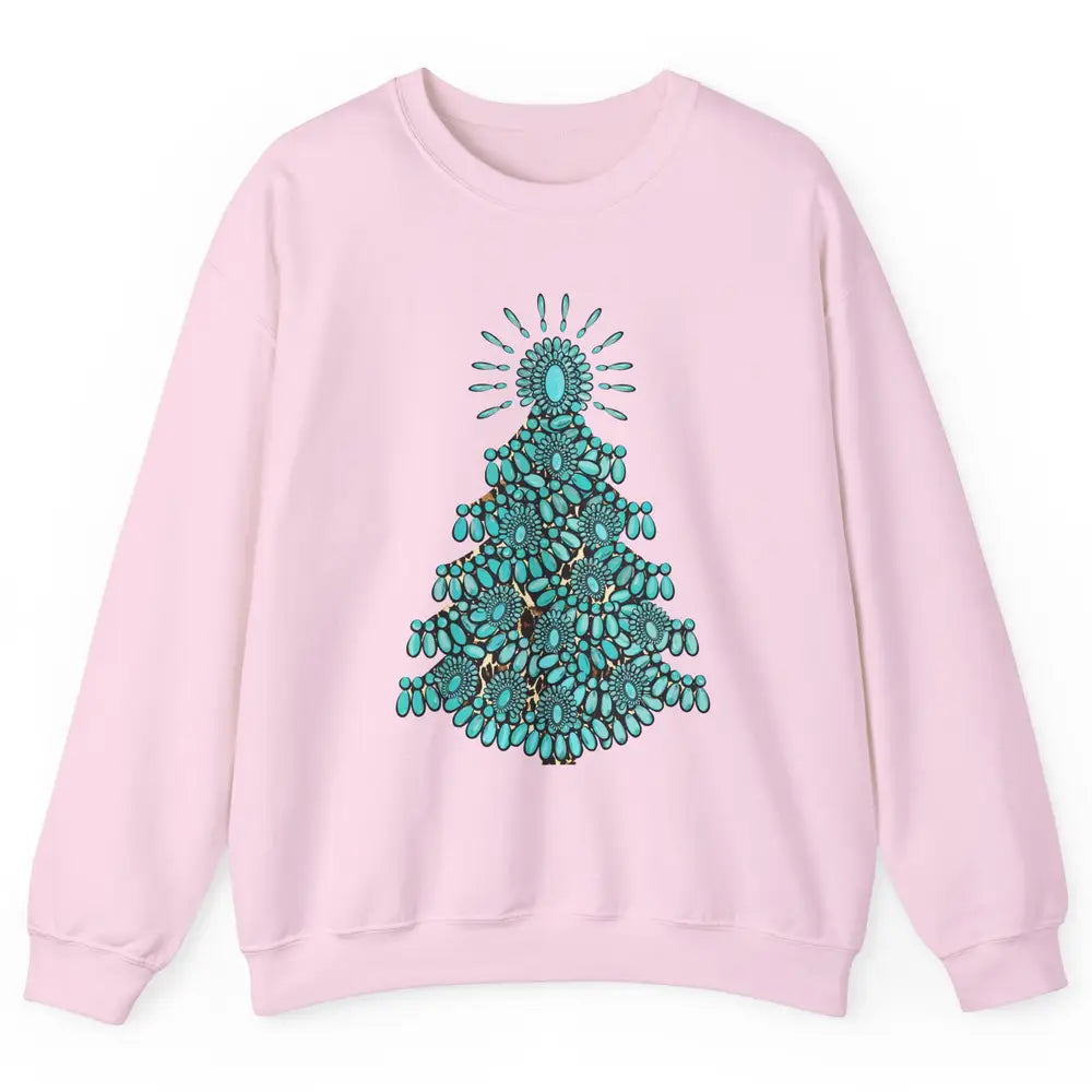 Turquoise Christmas Tree Western Christmas Country Farm Unisex Crewneck Sweatshirt