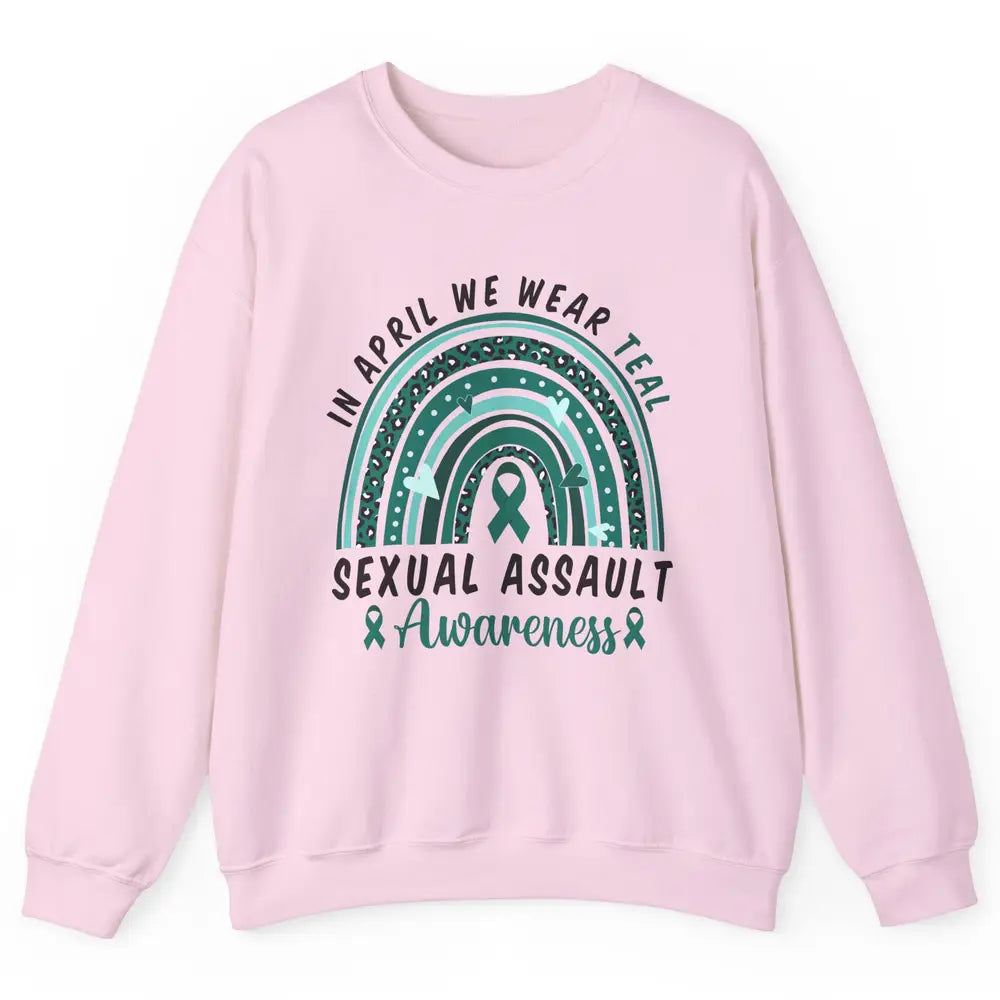 Sexual Assault Awareness Teal Ribbon Rainbow Awareness Gift Unisex Crewneck Sweatshirt