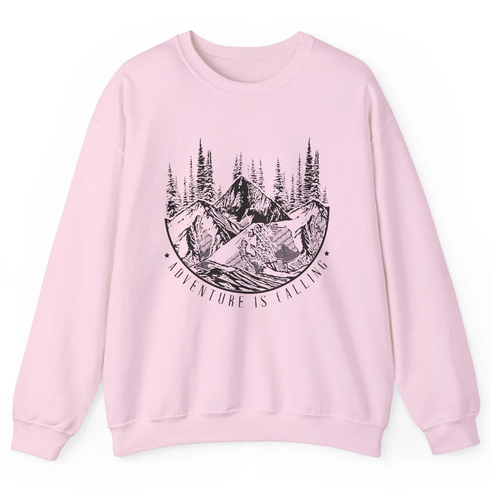 Adventure Is Calling Mountain Outdoor Wilderness Hiking Unisex Crewneck Sweatshirt