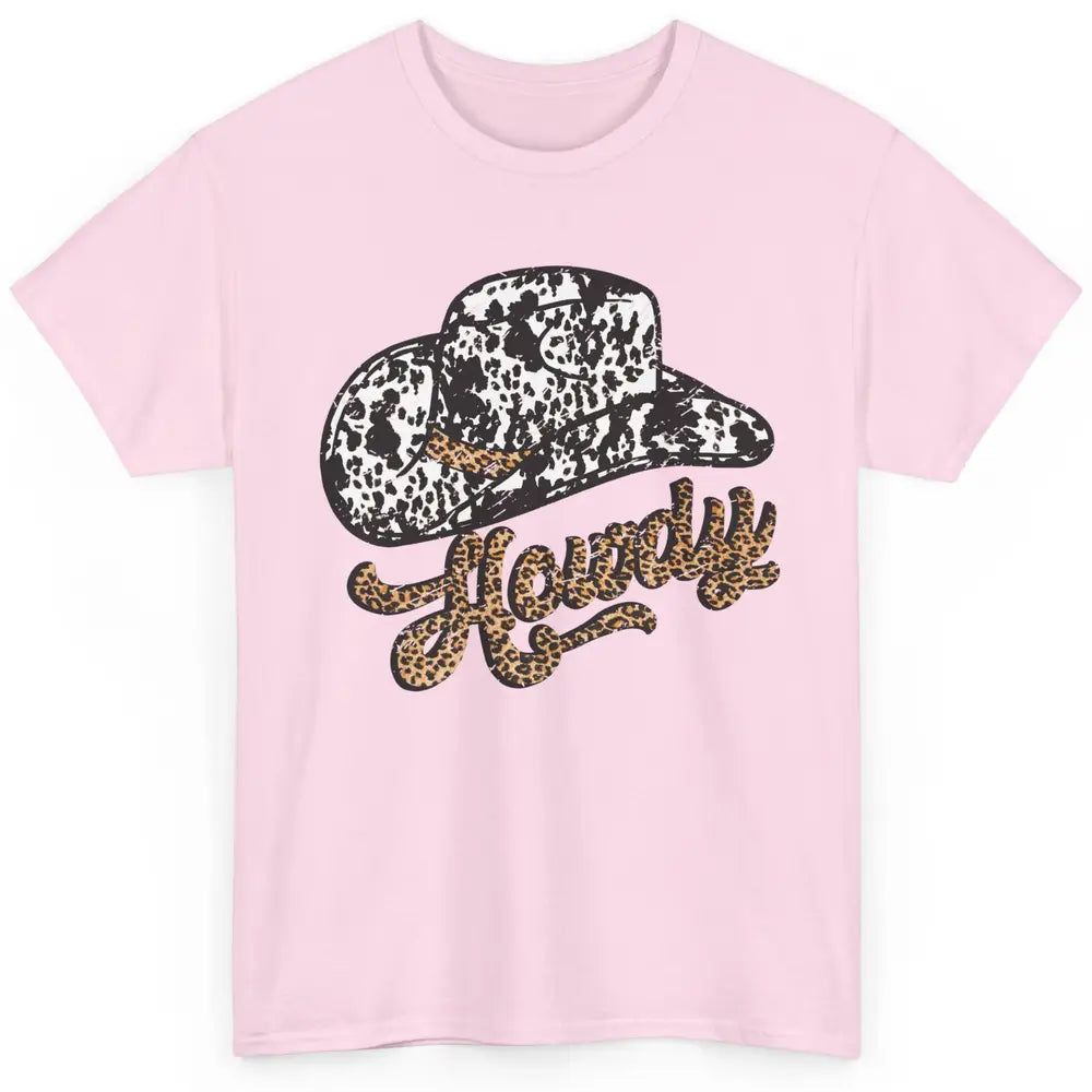 Vintage Leopard Cowboy Hat Howdy Western Country Cowgirls Classic Unisex T-Shirt