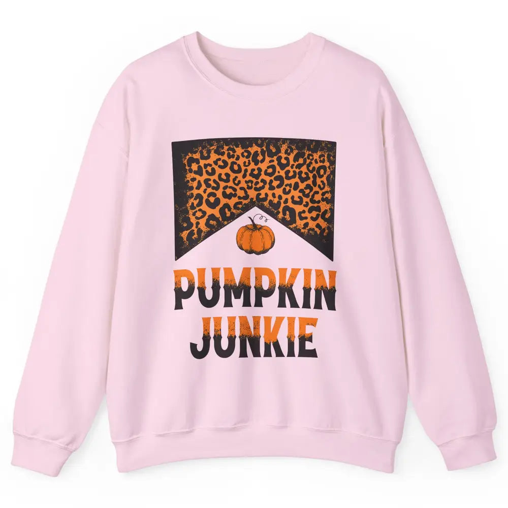 Retro Pumpkin Junkie Leopard Thanksgiving Western Country Unisex Crewneck Sweatshirt