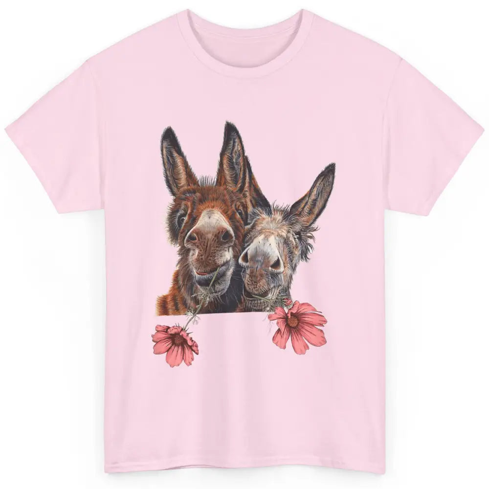 Wildflower Donkey Couple Retro Farm Animal Life Funny Donkey Classic Unisex T-Shirt