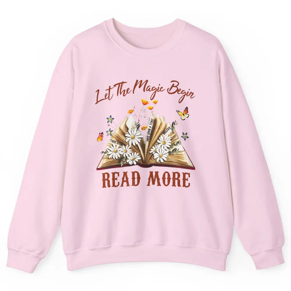 Aesthetic Read More Daisy Flowers Library Bookworm Butterfly Unisex Crewneck Sweatshirt