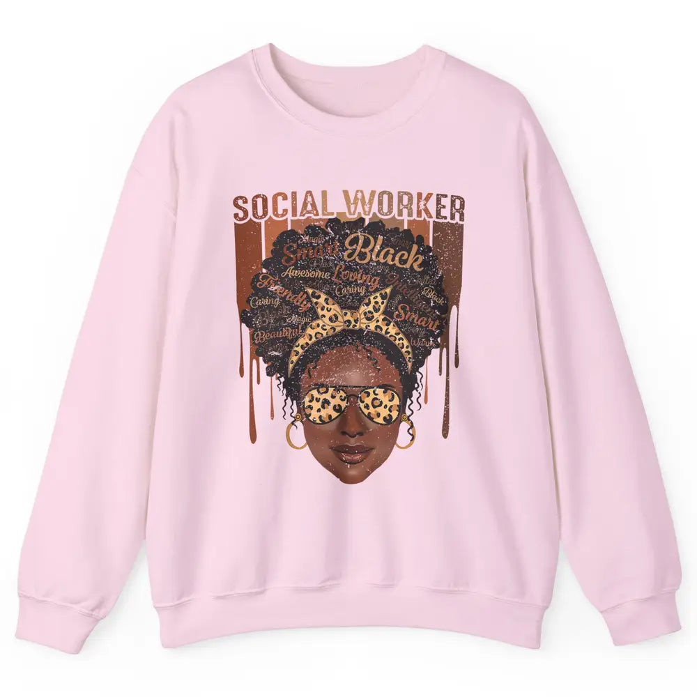 Social Worker Afro Messy Bun African American Social Work Unisex Crewneck Sweatshirt