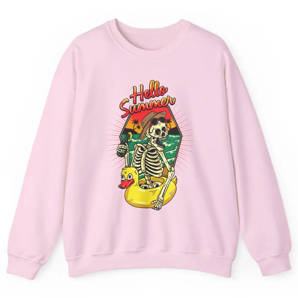 Summer Vibes Skeleton Funny Skeleton On Beach Sunset Unisex Crewneck Sweatshirt